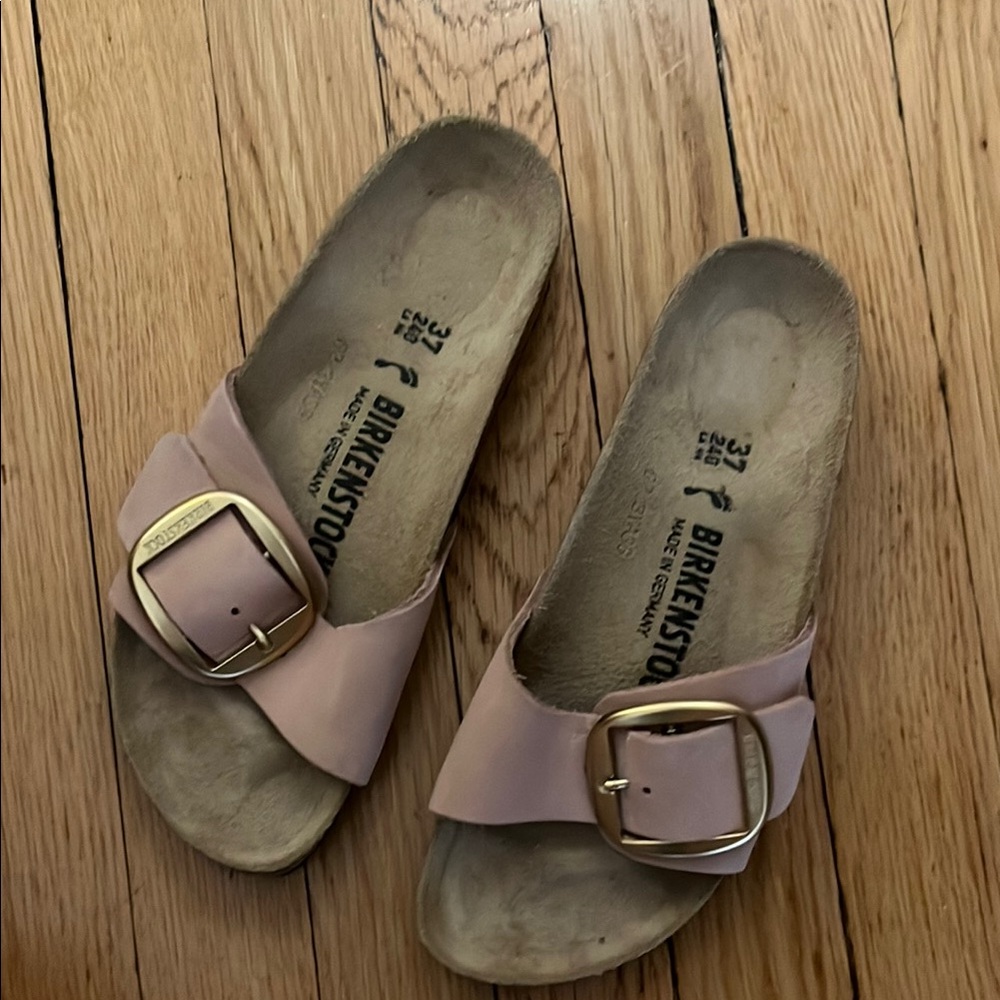 Birkenstock Pink Sandals with Contoured Footbed and Buckle Straps